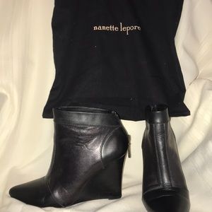 Nanette Lepore Black Leather Booties Size 7.5
